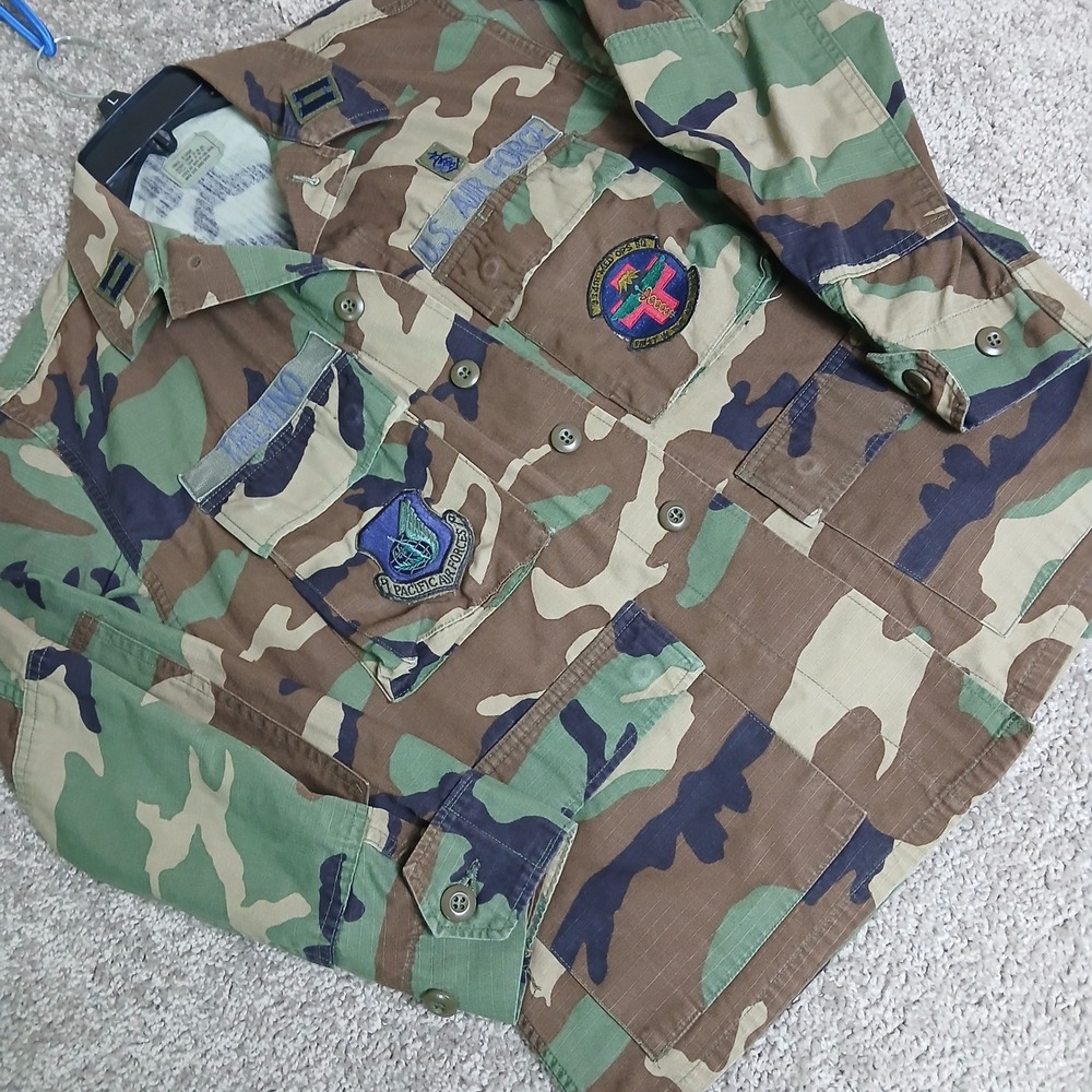 US Air Force Woodland Camo BDU Field Jacket Small X-Short Pacific Air Forces